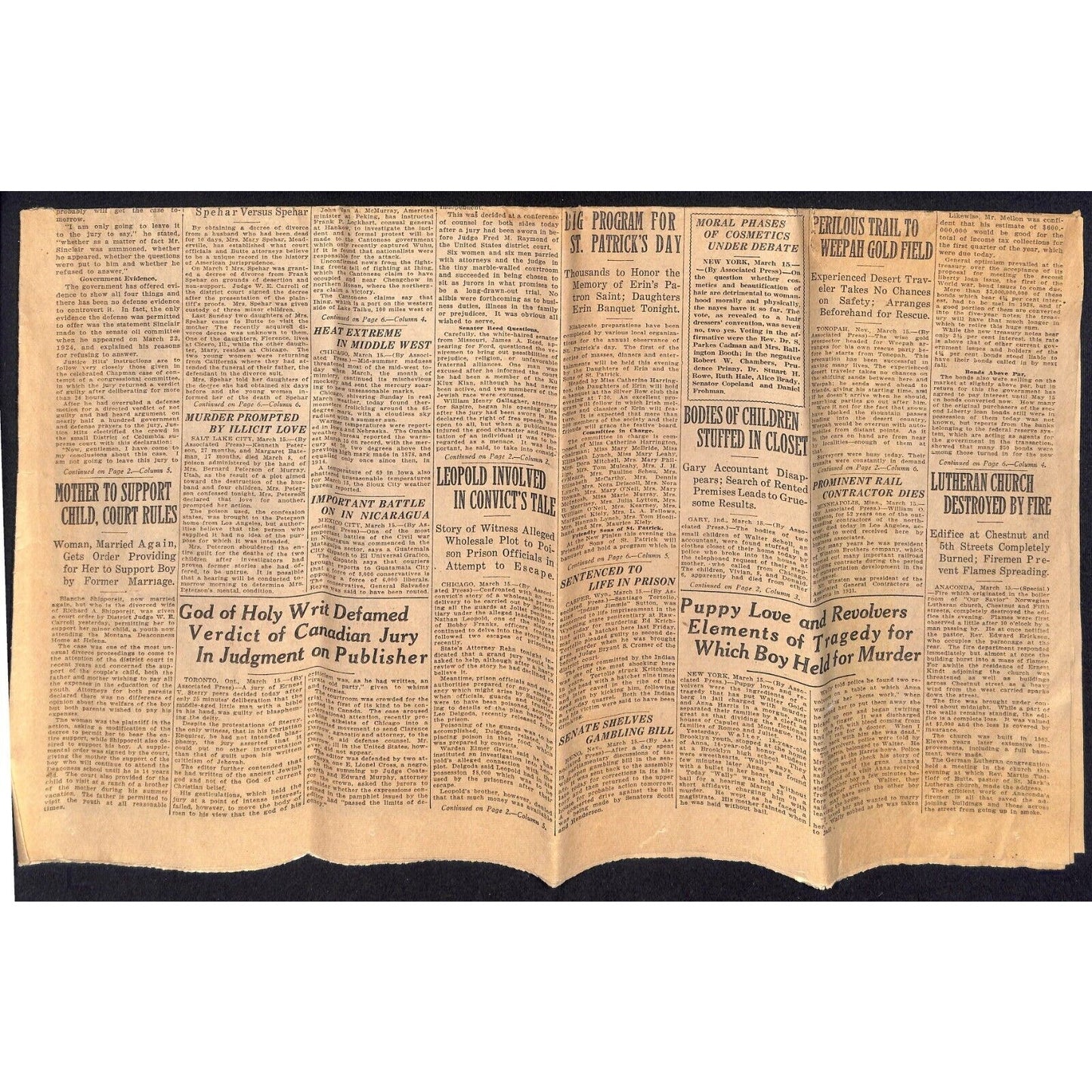 "The Butte Miner" 1927 Single Sheet Newspaper Federal Treasury Headline
