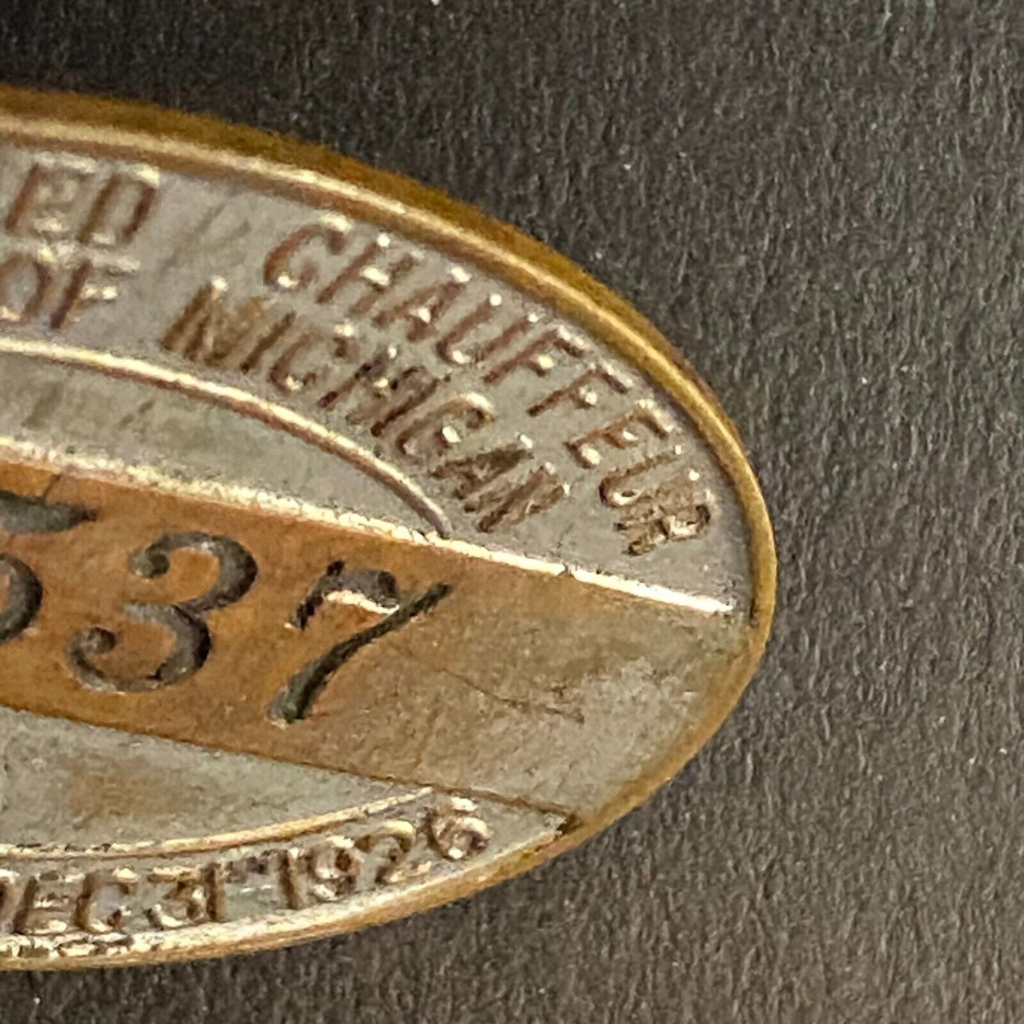 1926 Michigan Registered Chauffeur Badge Metal Pin Back Driver #11537