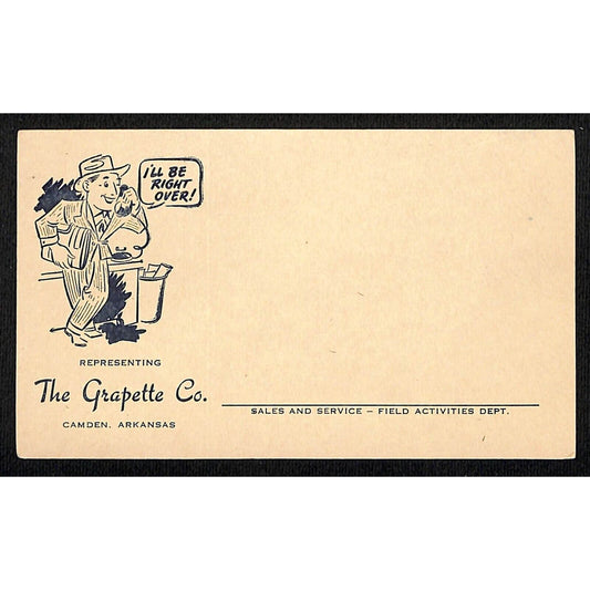 Grapette Soda Sales Service Salesperson Advance Postcard Camden, AR VGC Scarce