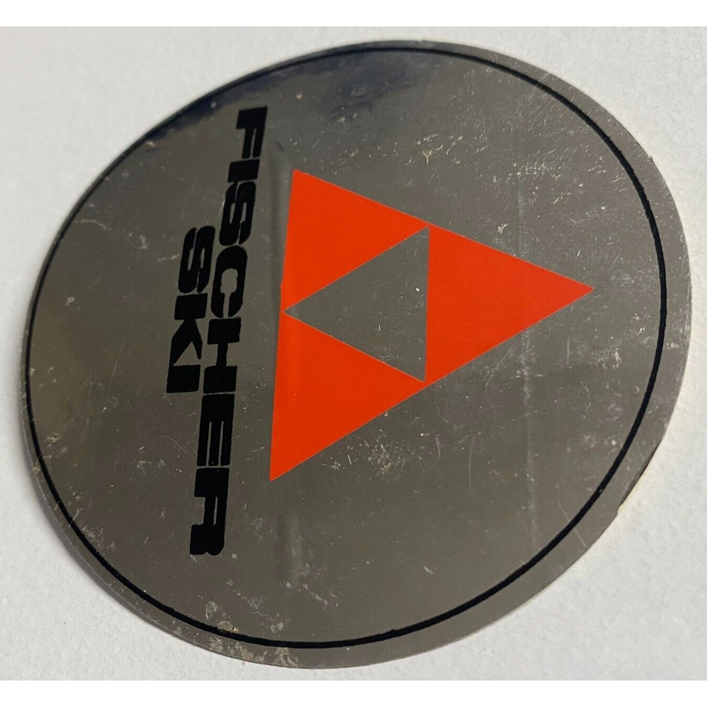 Fischer Ski Original Sticker Red, Black & Mylar c1976-80's 2 5/8" dia. Scarce