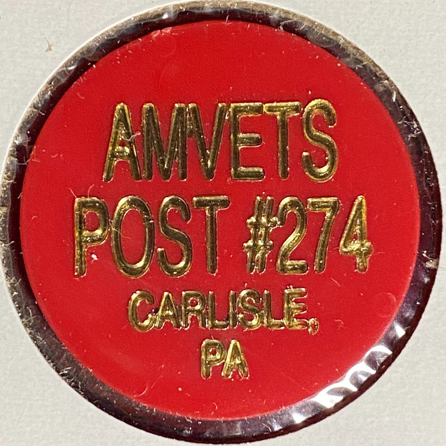 Carlisle, PA AMVETS Post 274 Plastic Drink Token G/F "Beer" (#2)