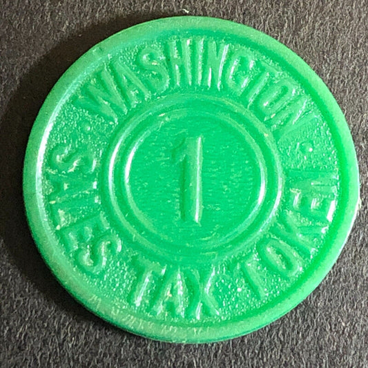 Washington 1 Mill Sales Tax Token Green Plastic 21mm