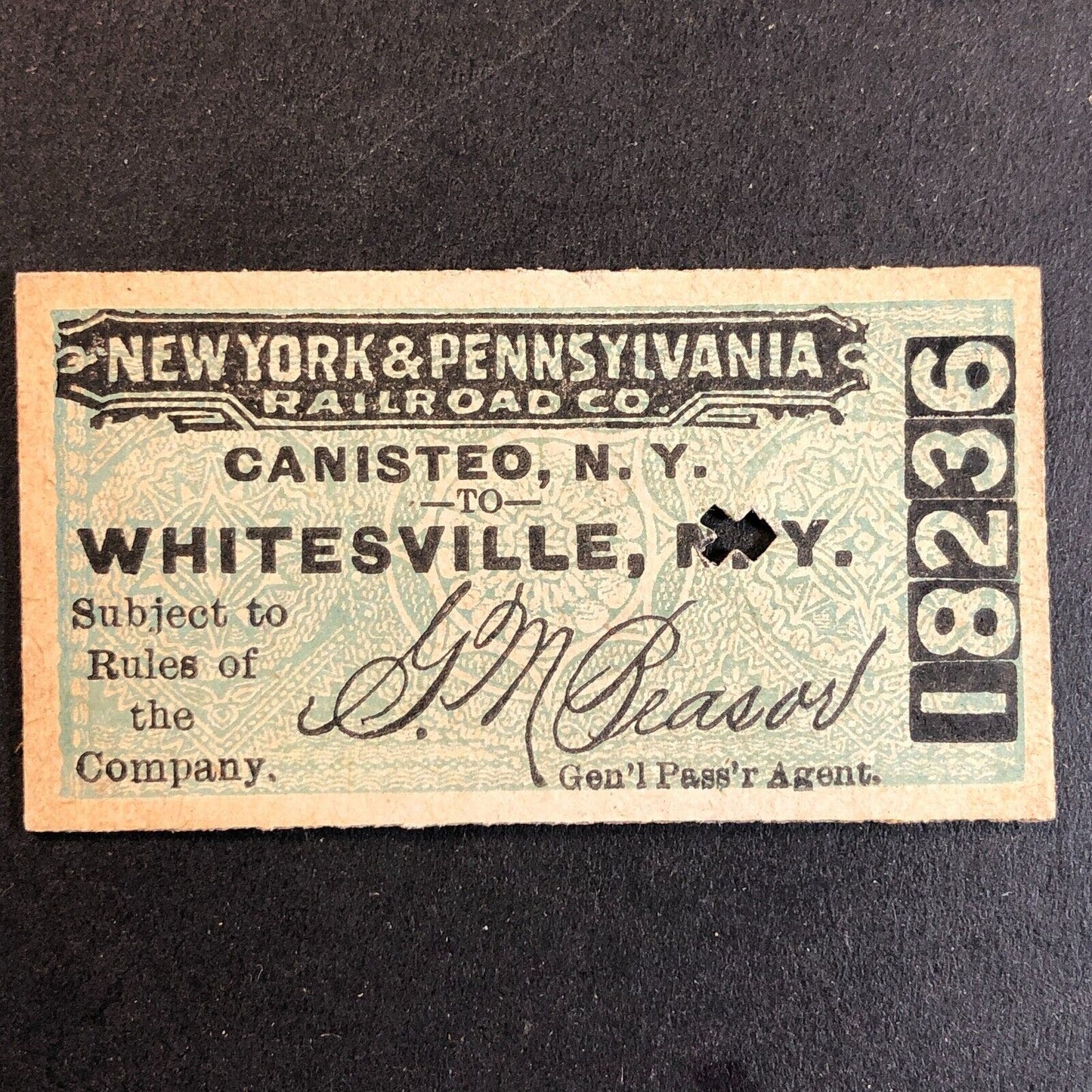 New York & Pennsylvania Railroad July 10 1917 Whitesville, NY Ticket #18236