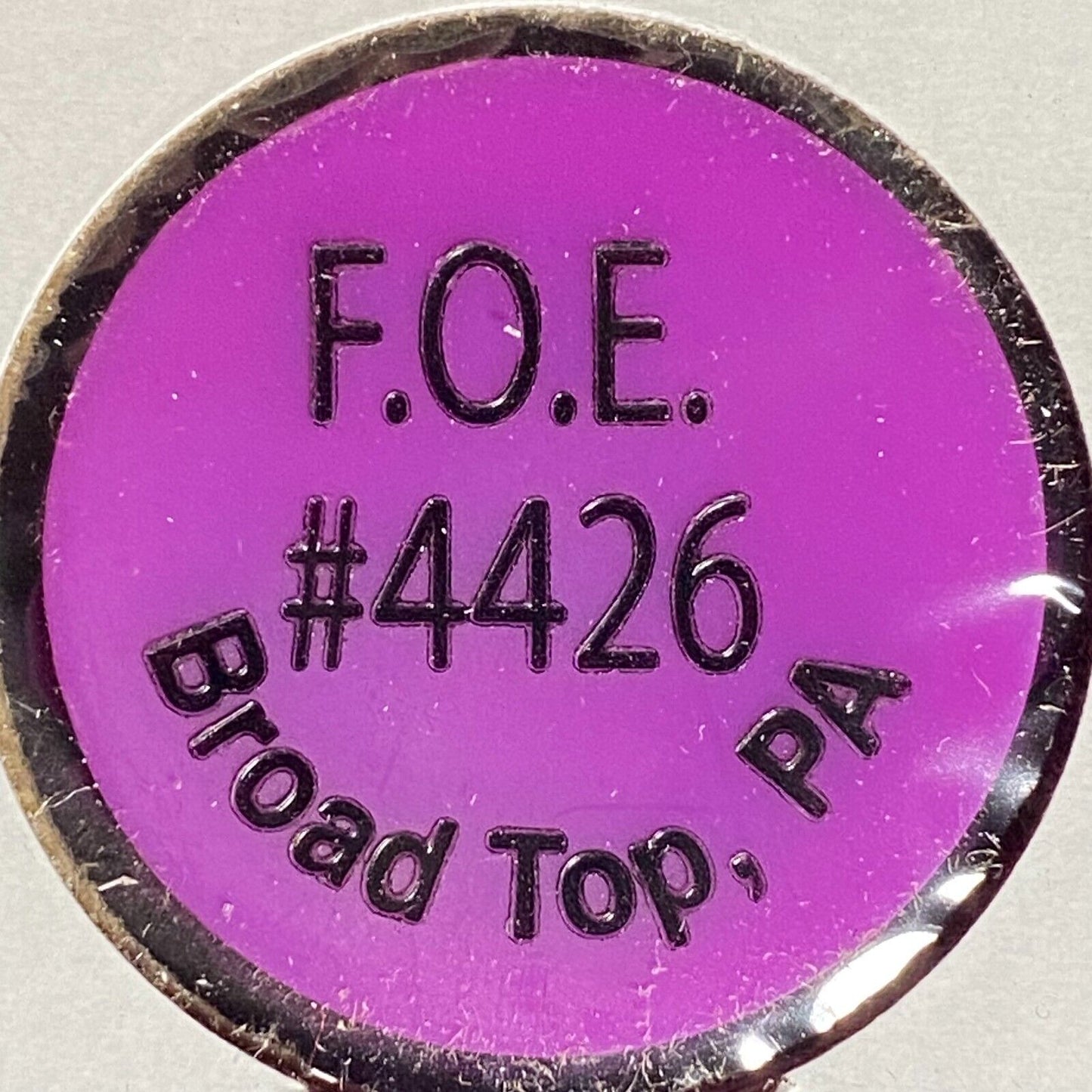 Broad Top, PA F.O.E. Aerie 4426 Plastic Drink Token G/F One Can of Beer