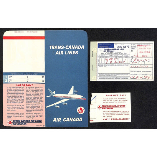 1961 Trans-Canada Air Lines Ticket Holder / Envelope w/ Ticket VGC