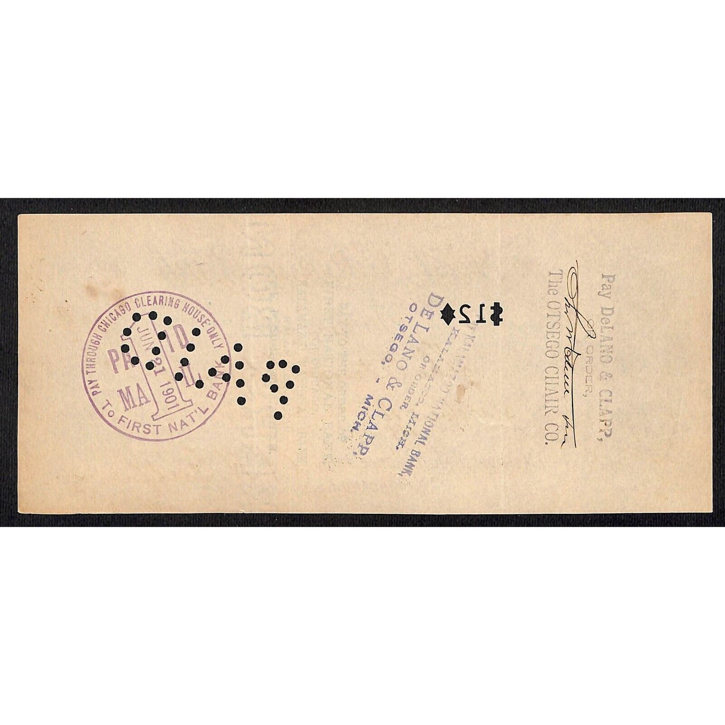 FNB Urbana, IL $12 1901 Bank Check Revenue Stamp w/ University Bldg. Vignettes