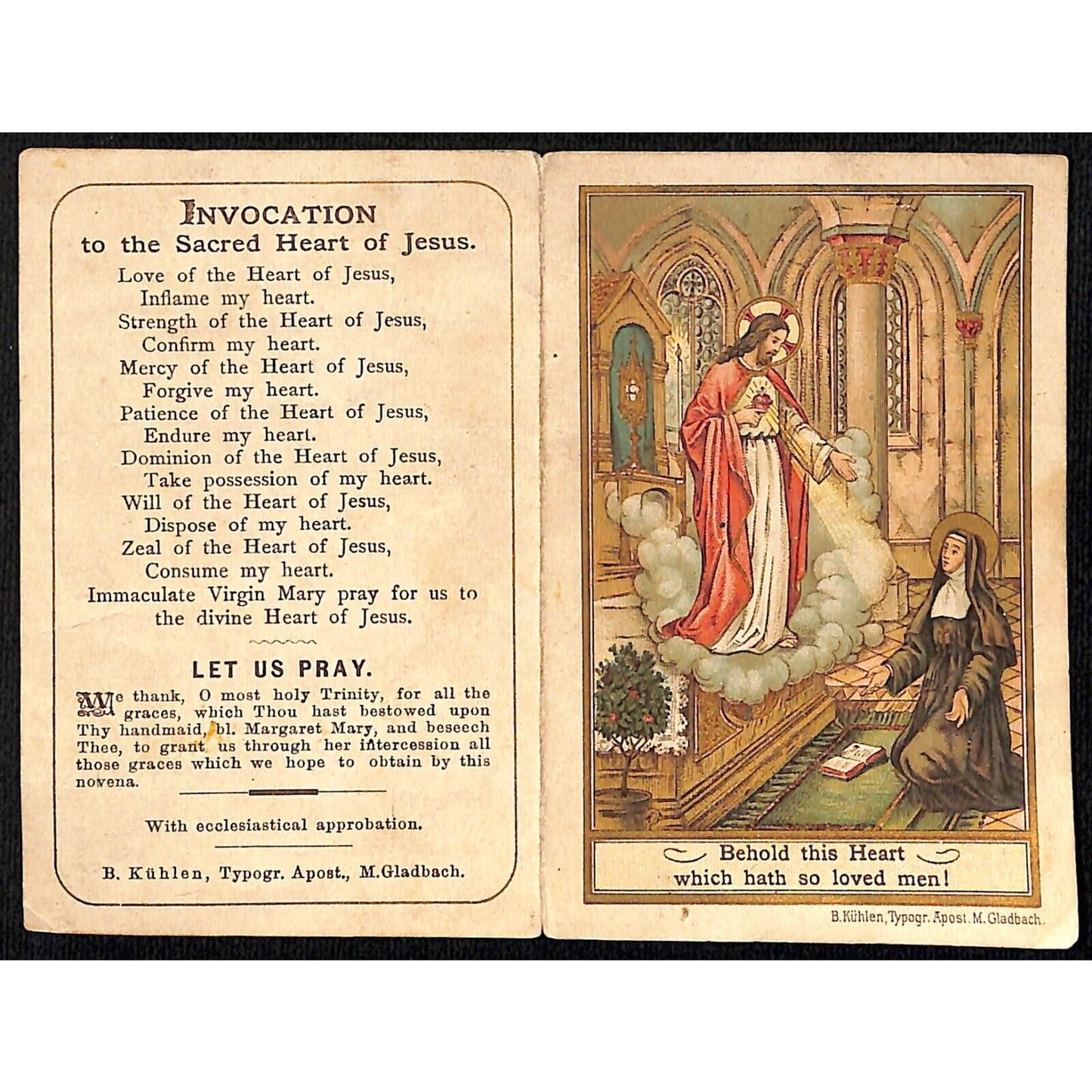 Thirty Three Salutations / to the Sacred Heart Holy Card c1900 Scarce