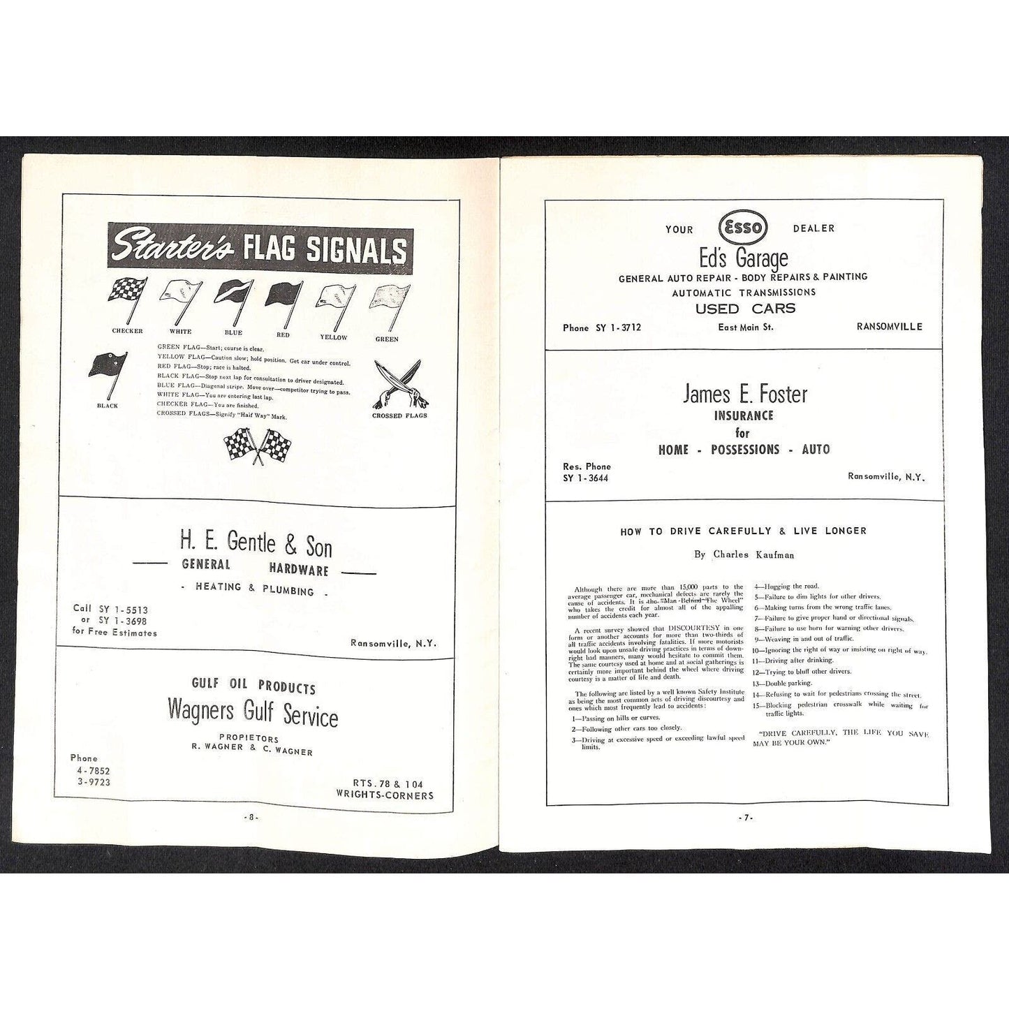 Ransomville Speedway 1960 Stock Car Auto Racing Program 24pp* Slowpokes Scarce