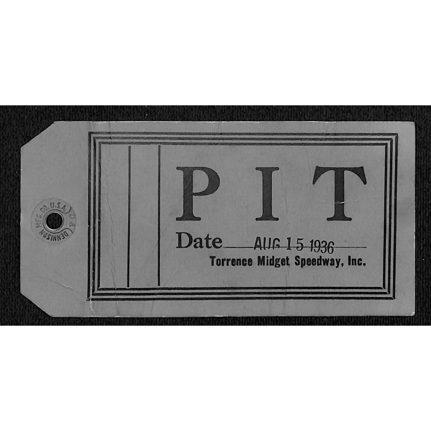 1936 Torrence Midget Speedway (Chicago) Pit Pass Auto Racing - Very Scarce