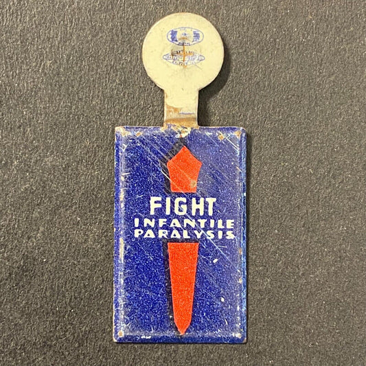 March of Dimes "Fight Infantile Paralysis" Steel Fold Over Pin c1940's-50's (#2)