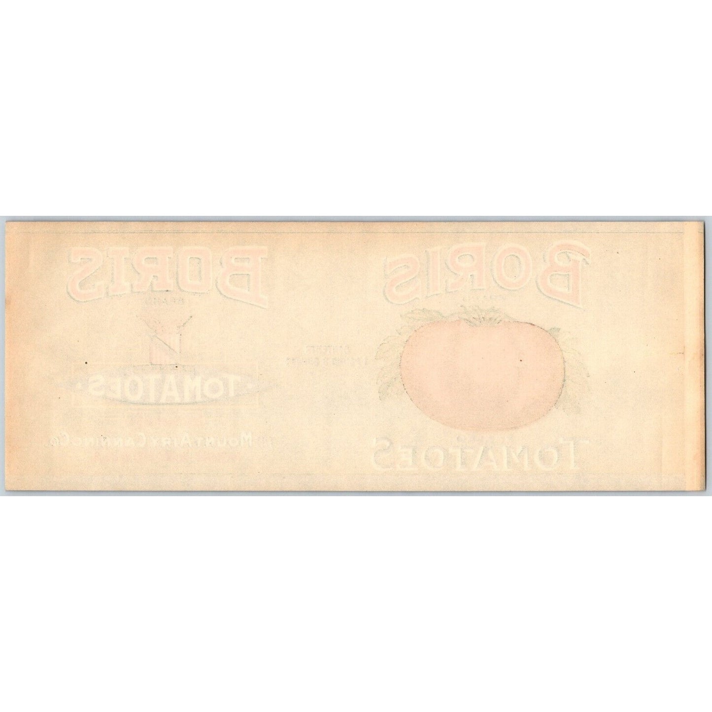 Boris Tomatoes Mount Airy Canning Co. MD Paper Can Label c1920's-30's VGC