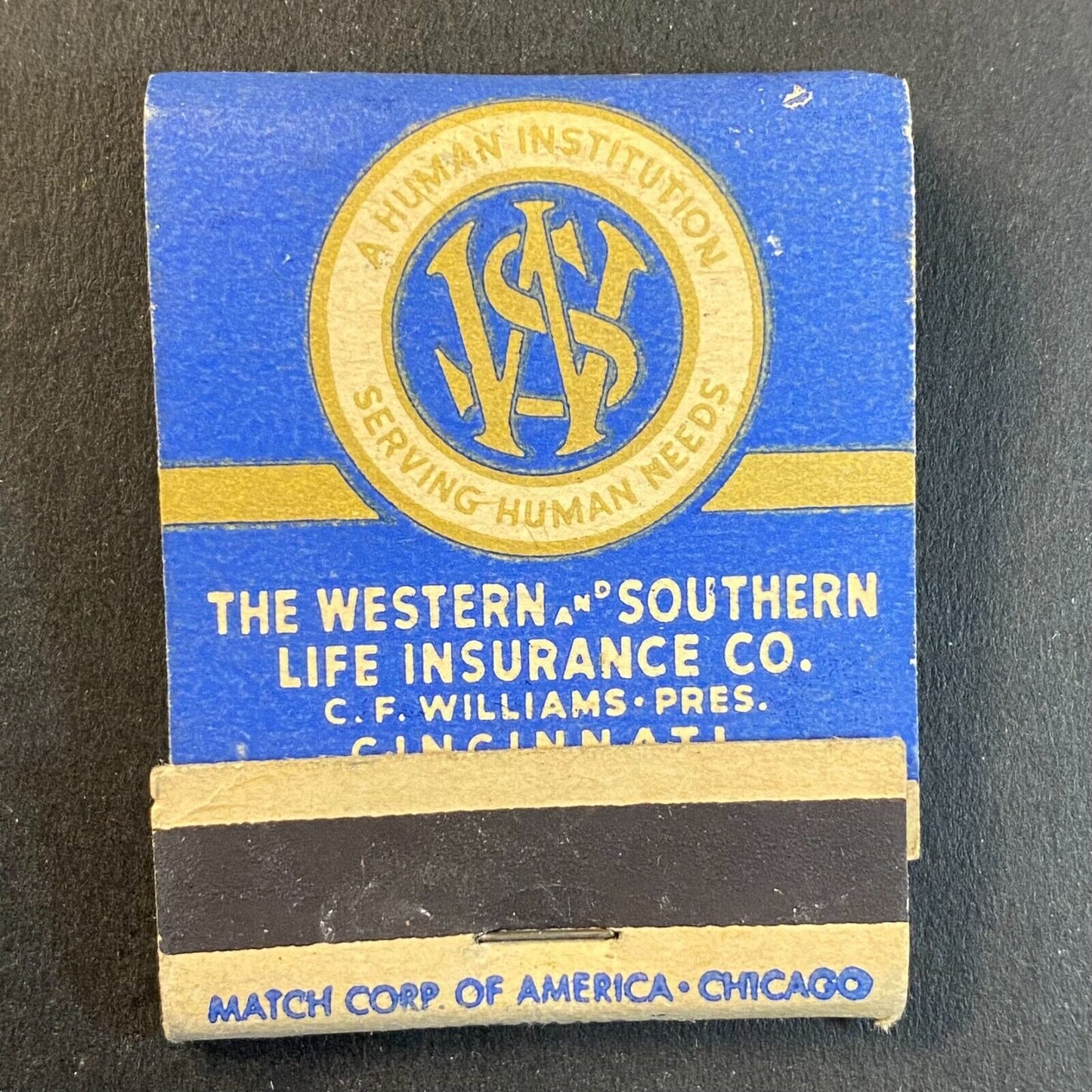 Western and Southern Life Ins H. Kuepers Milwaukee c1940s Full Matchbook Scarce