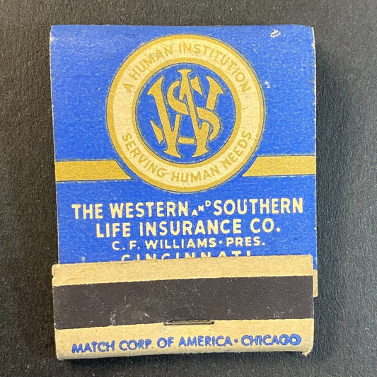 Western and Southern Life Ins H. Kuepers Milwaukee c1940s Full Matchbook Scarce