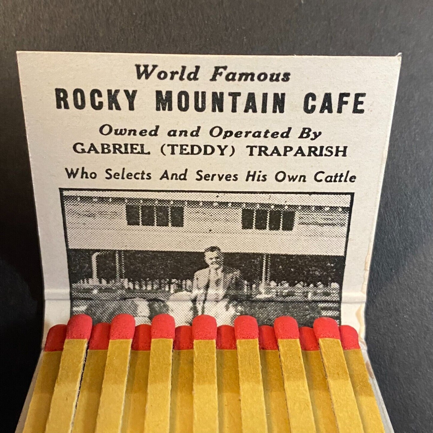 Rocky Mountain Cafe Butte, MT Full Matchbook c1960 w/ Map Scarce