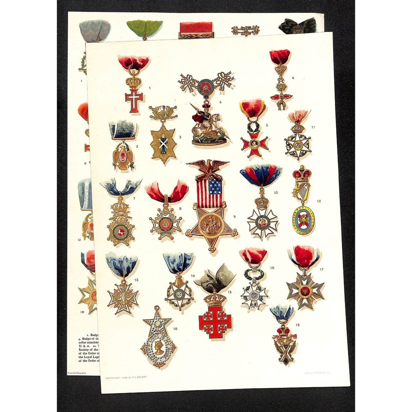 6 Mostly Victorian Decorations of Honor Medal Charts 8" x 11" - Vibrant Litho
