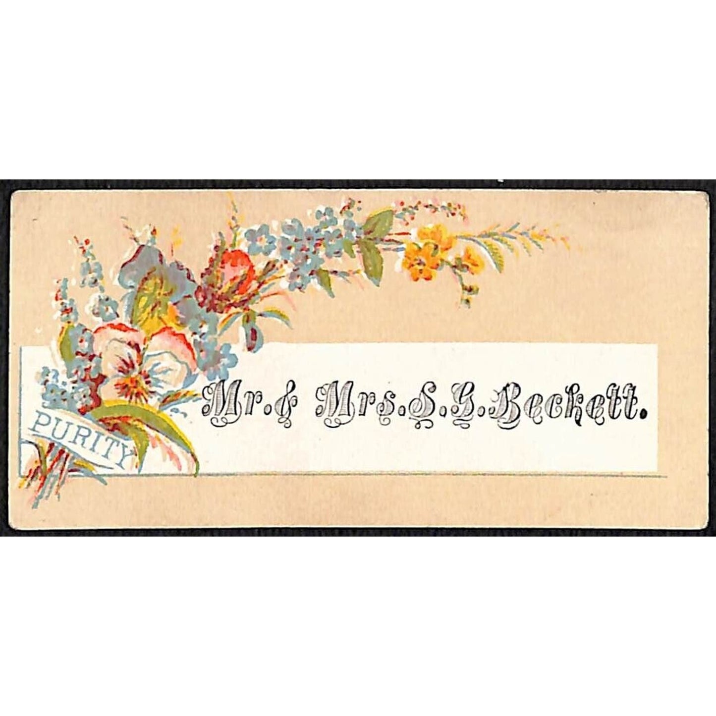 "Mr. & Mrs. S.G. Beckett" Victorian Calling Greeting Card - Floral Art