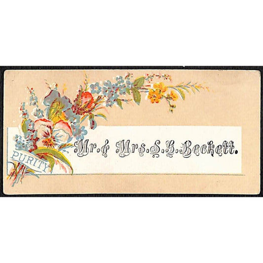 "Mr. & Mrs. S.G. Beckett" Victorian Calling Greeting Card - Floral Art