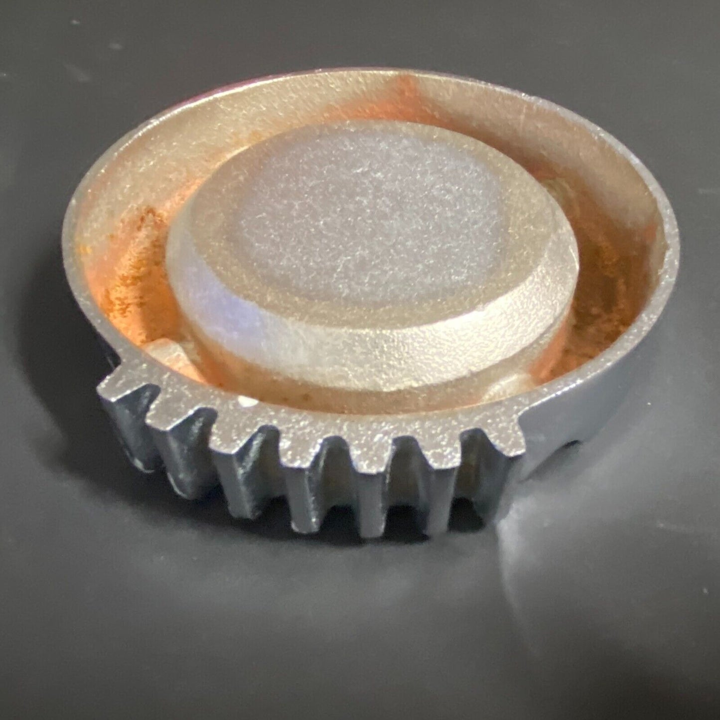 Lynchburg Foundry Company Chromed Cast Iron Ashtray w/ Crankshaft Gear Teeth
