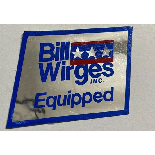 "Bill Wirges Equipped" (Kawasaki) Original Sticker Red, Blue & Mylar c1976 (#2)