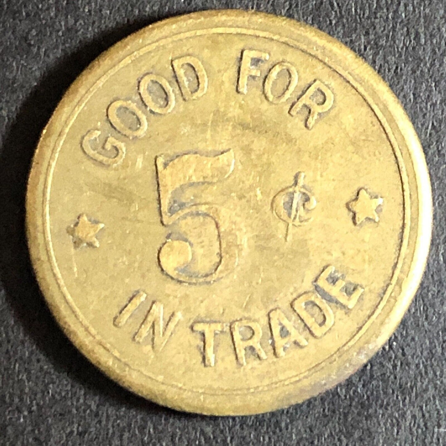 G/F 5c C.S.D. Charles Dunlap Cigars c1920's Trade Token Brass 21mm Woodland CA