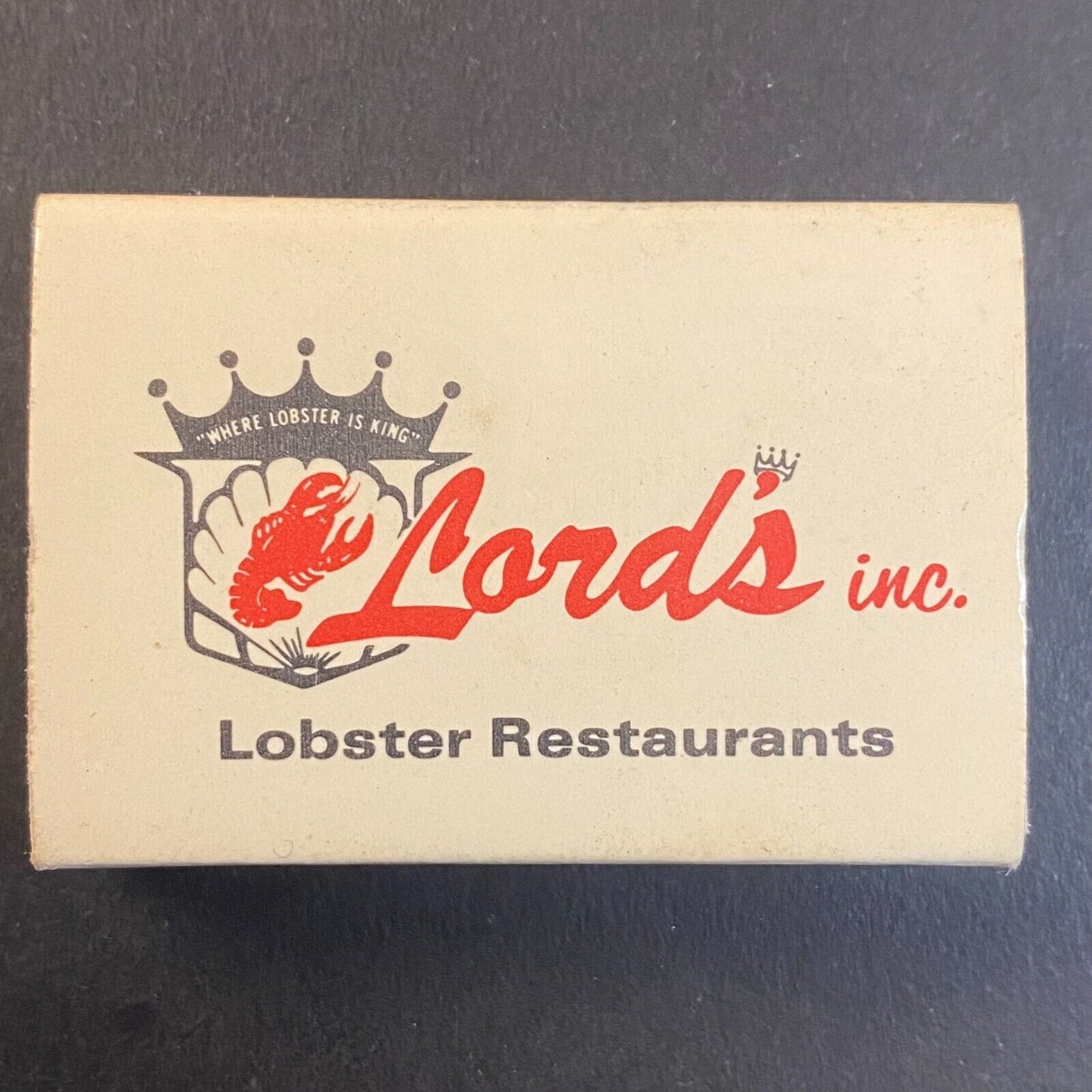 Lord's Lobster Restaurants Wells, ME Vintage Matchbox VGC Scarce