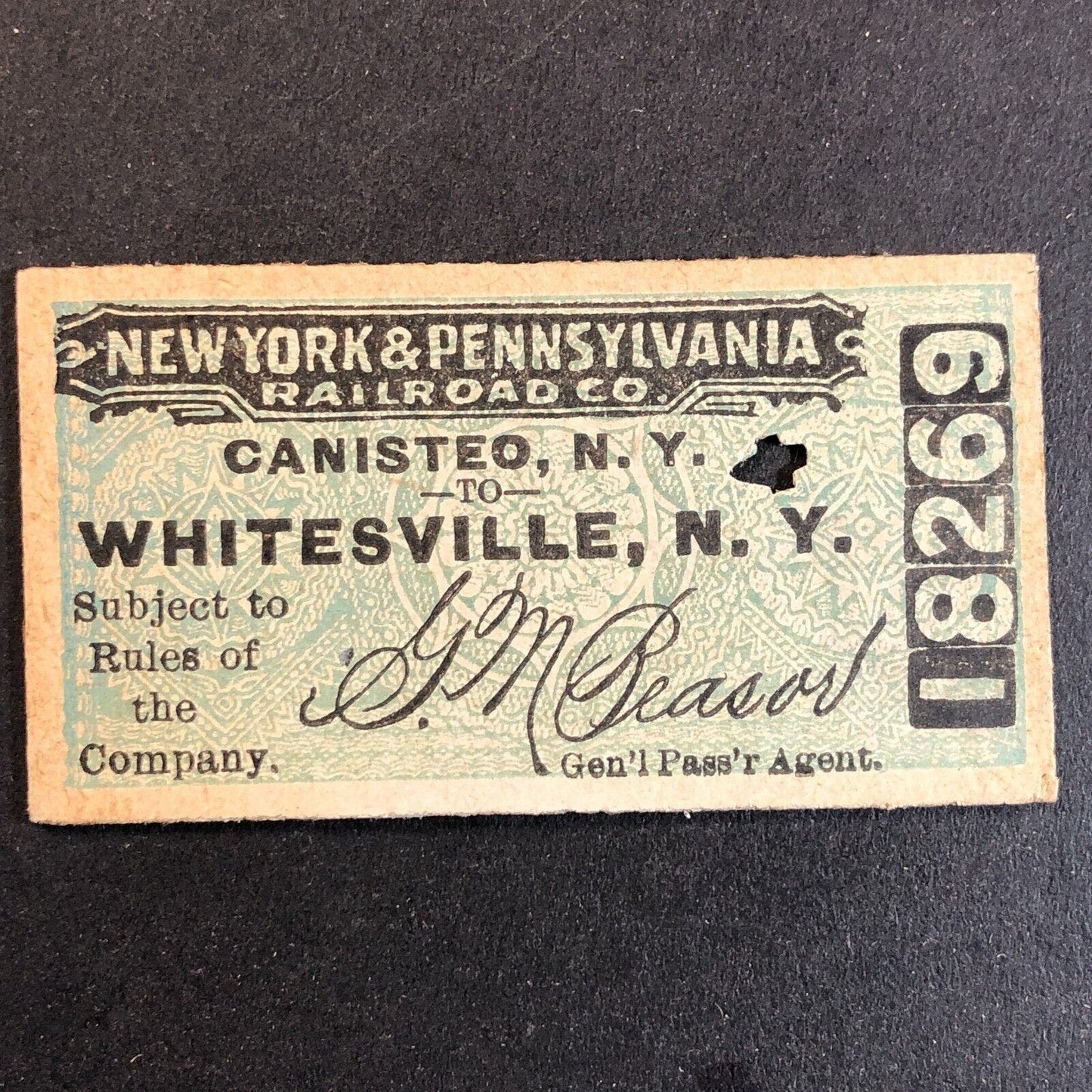 New York & Pennsylvania Railroad July 20 1917 Whitesville, NY Ticket #18269