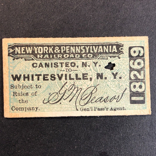 New York & Pennsylvania Railroad July 20 1917 Whitesville, NY Ticket #18269