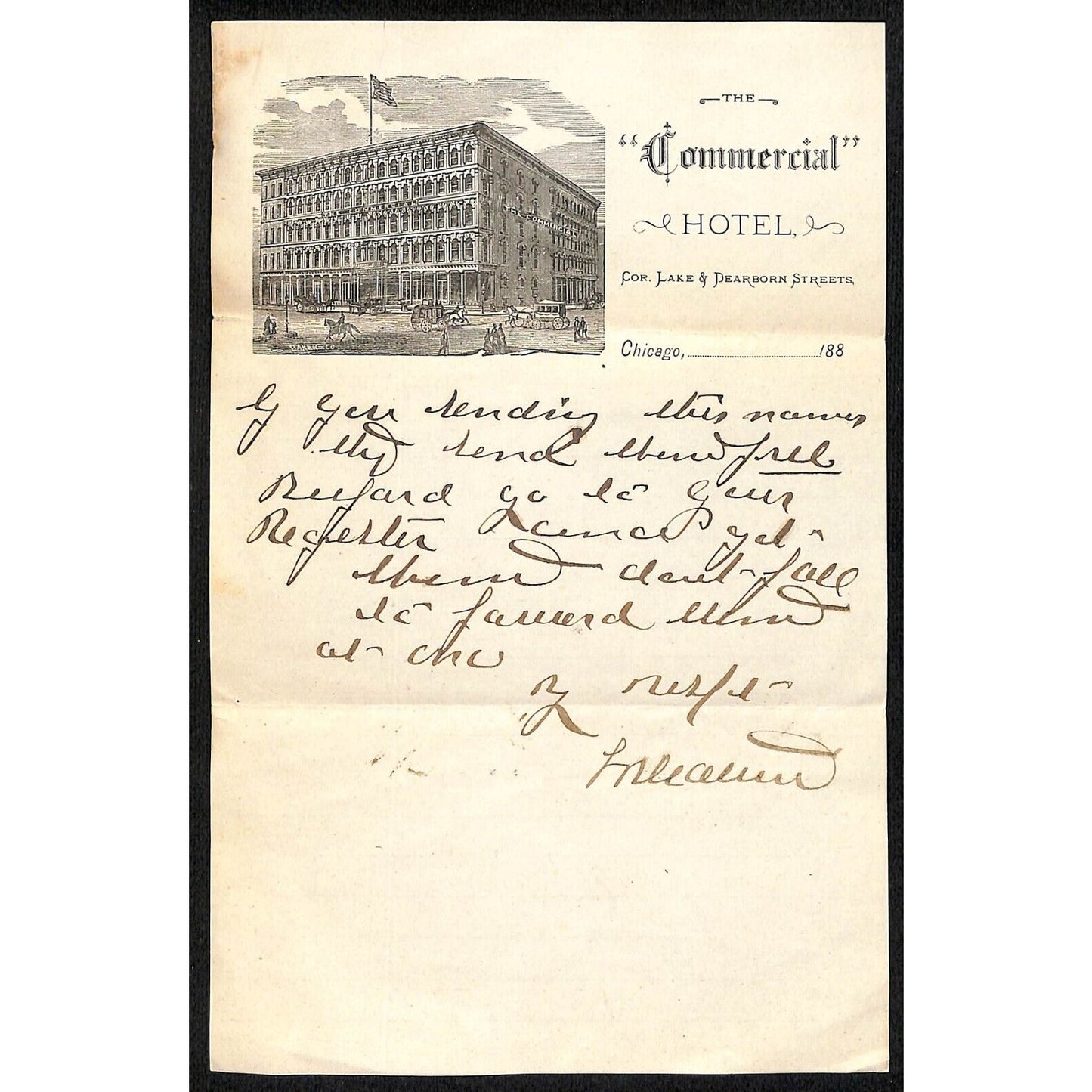 Continental Hotel, Chicago, IL 1880's 188x Note on Stationary - Scarce