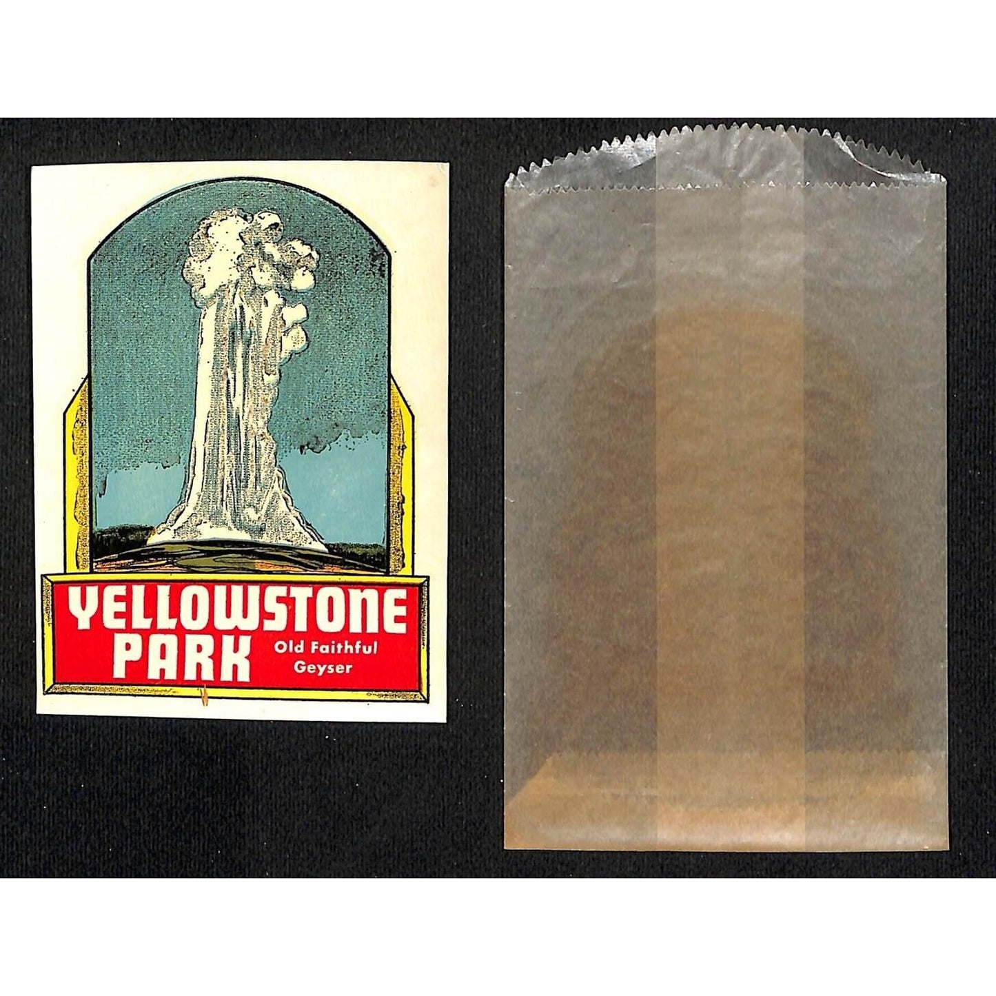 Yellowstone Park Old Faithful Water Transfer Decal Travel Souvenir c1950's