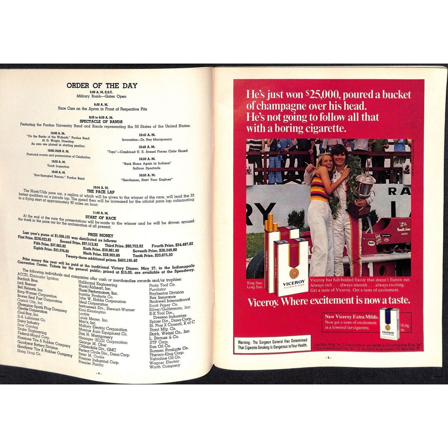 1974 Indianapolis 500 Program Racing VGC 112pp 9oz