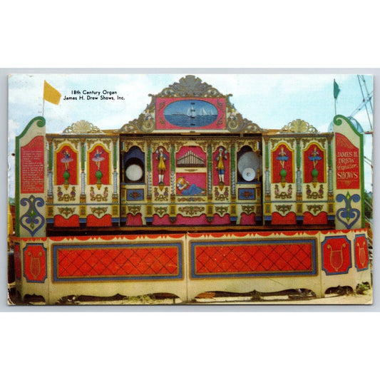 18th Century Organ James H. Drew Shows Circus Postcard PM 1960