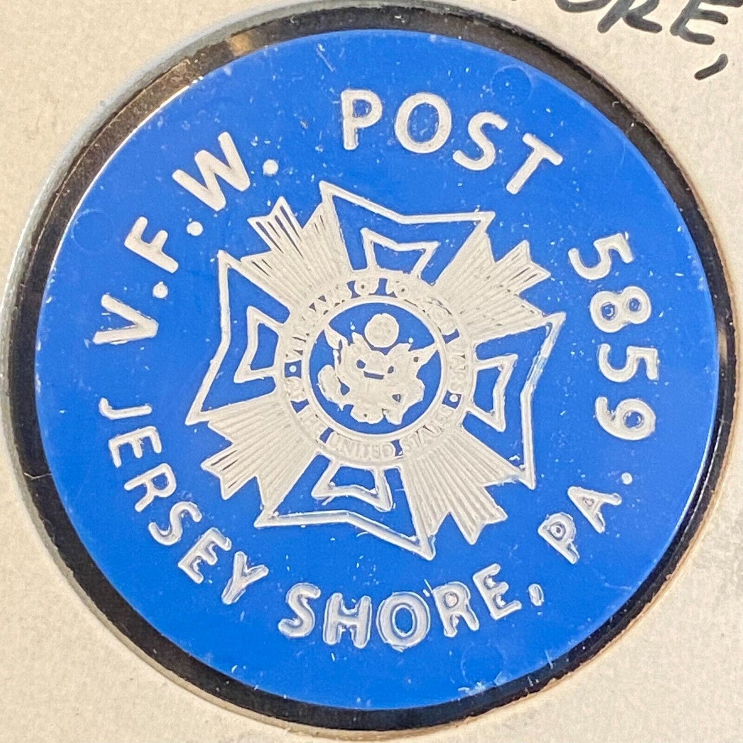 Jersey Shore, PA V.F.W. 5859 c1970's-80's Plastic "G/F One Draft" Token