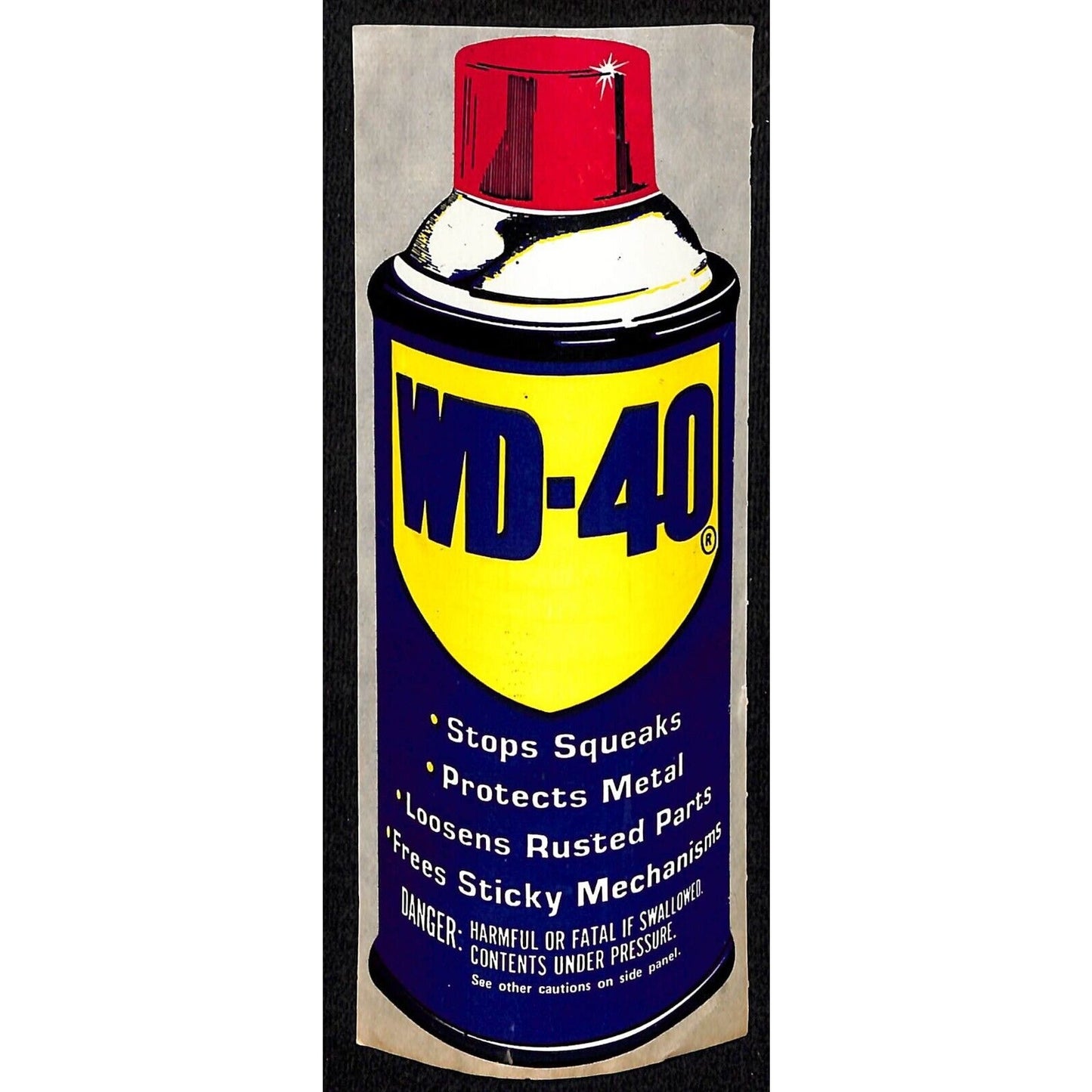 WD-40 Original Sticker / Decal Glossy Finish 2 1/4" x 6" c1970's-80's VGC (#3)