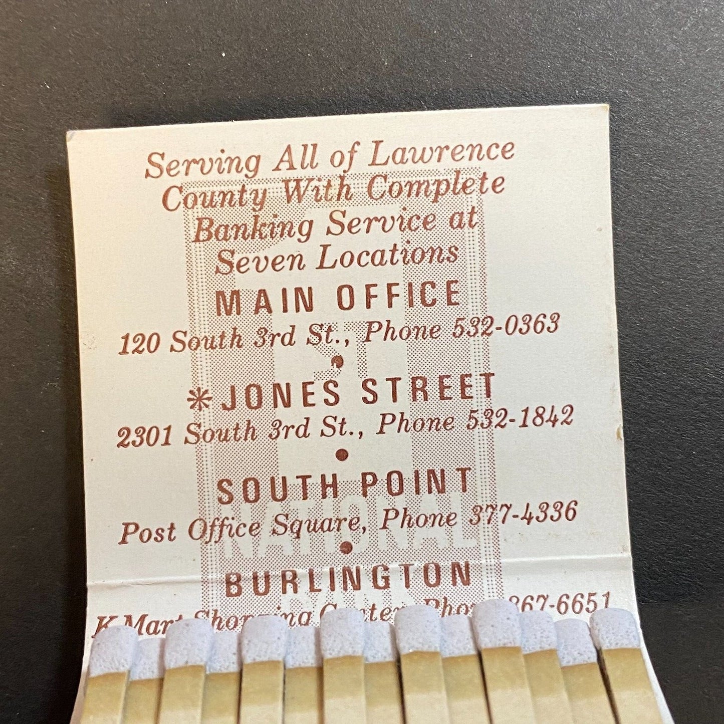1st National Ironton, OH Near Full (-1) Matchbook c1974-80's VGC Embossed*