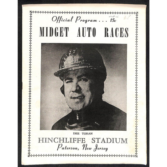 Hinchliffe Stadium Midget Auto Races 5/19/1946 Program Dee Toran 4pp Scarce