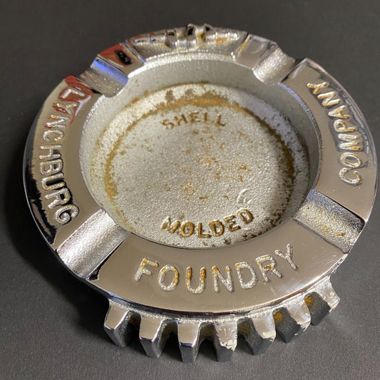 Lynchburg Foundry Company Chromed Cast Iron Ashtray w/ Crankshaft Gear Teeth