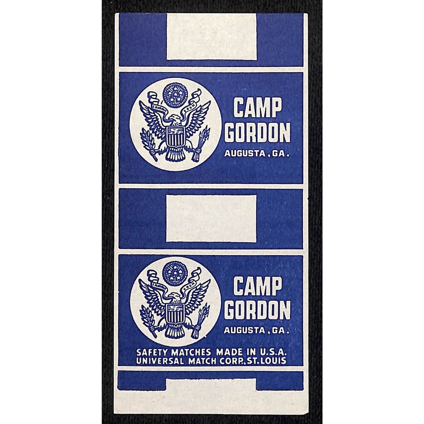 Camp Gordon Augusta, GA WWII Matchbox Label U.S. Seal Scarce