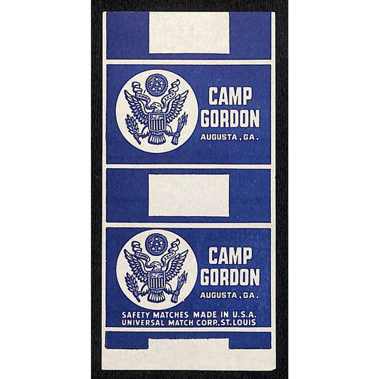 Camp Gordon Augusta, GA WWII Matchbox Label U.S. Seal Scarce