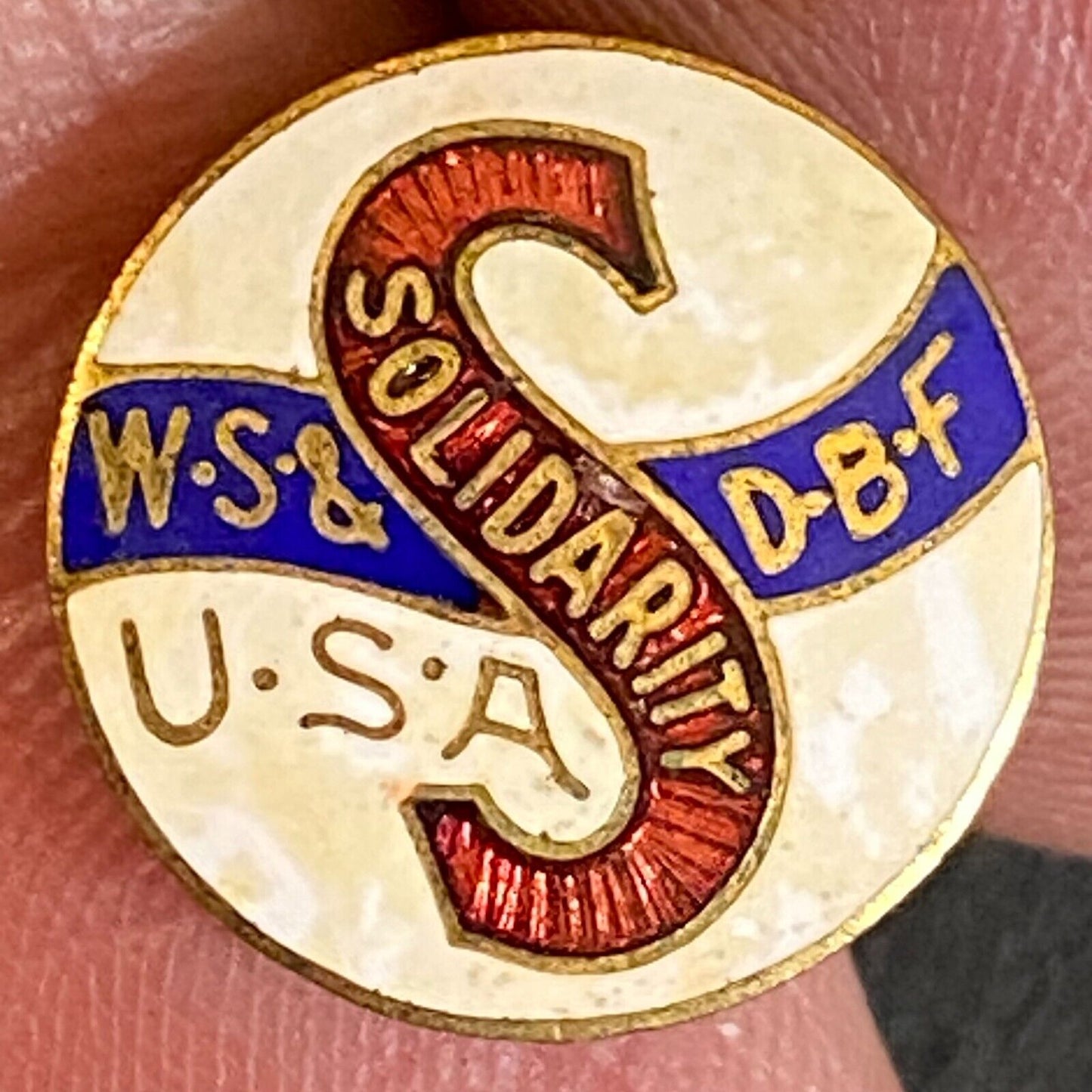 WS & DBF Solidarity Workmen's Sick & Death Benefit Fund Enamel Lapel Pin 12.5mm