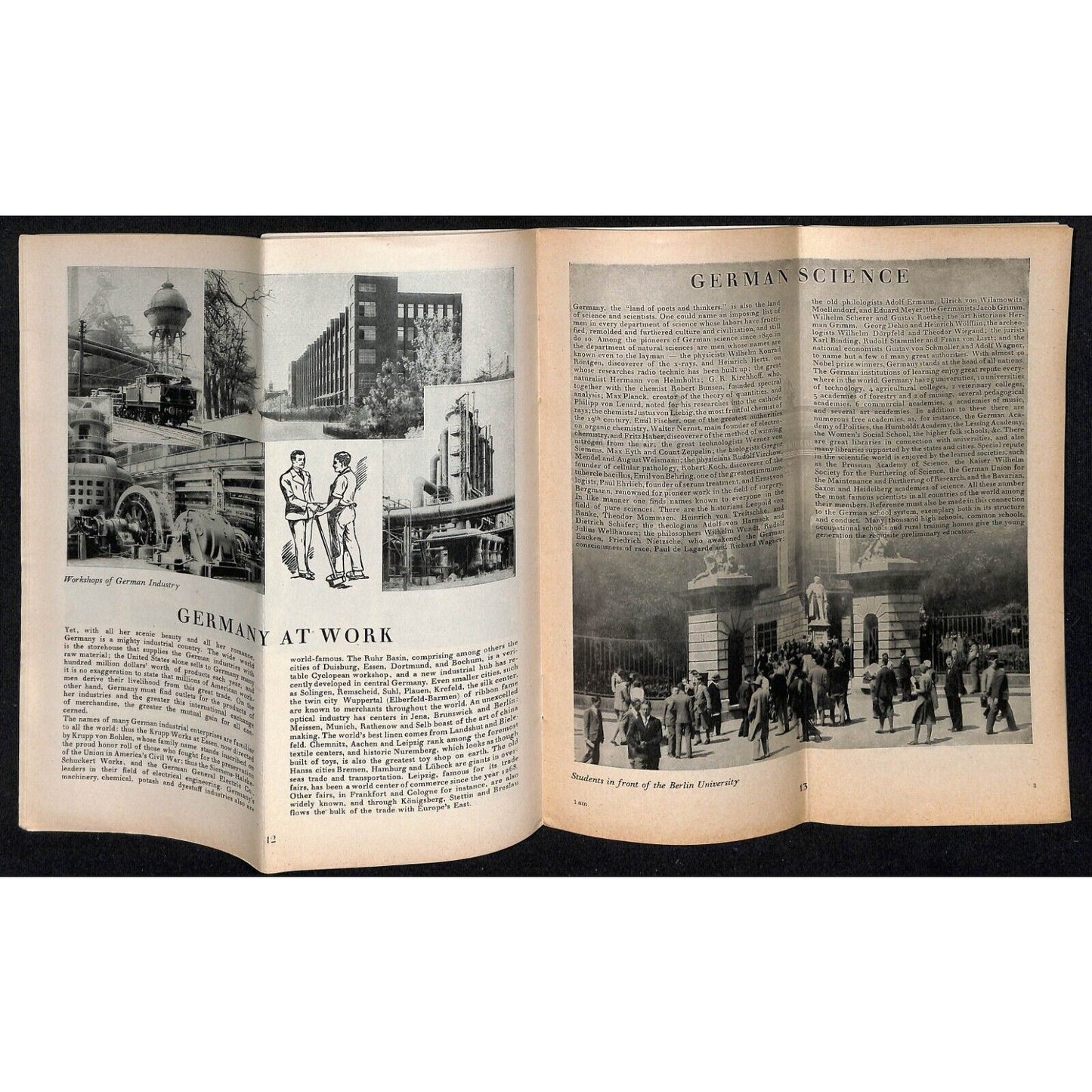 1934 "Travel in Germany" Pictorial Travel Brochure w/ 10 3/4" x 14 FO Map 40pp