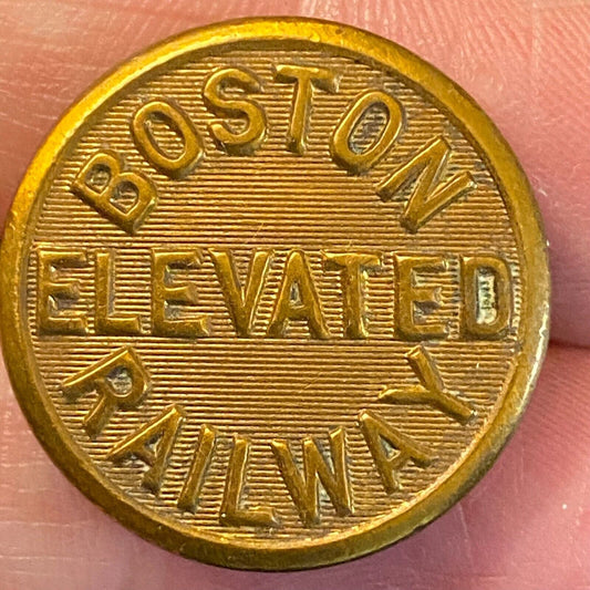 Boston Elevated Railway Uniform Button Brass Flat Scovill Waterbury 22.5mm