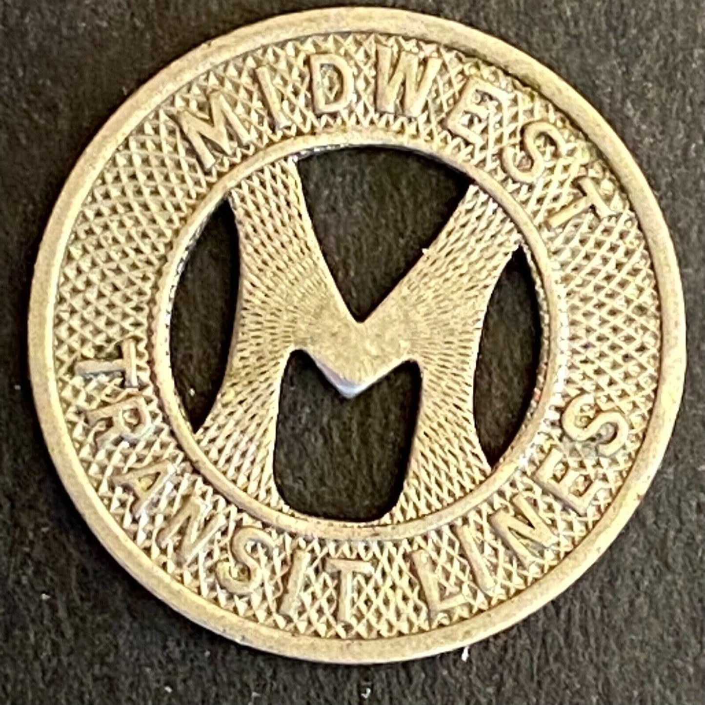 Midwest Transit Lines Ames, IA Good For One Fare Transit Token 16mm c1945 (#2)