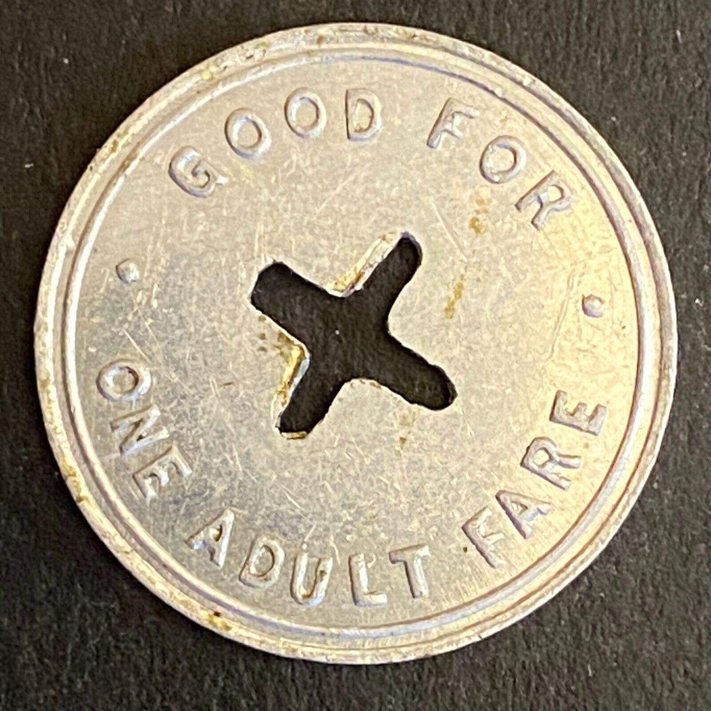 Nelson Damrill Transit Pittsburg KS G/F One Adult Fare Alum. Transit Token 21mm