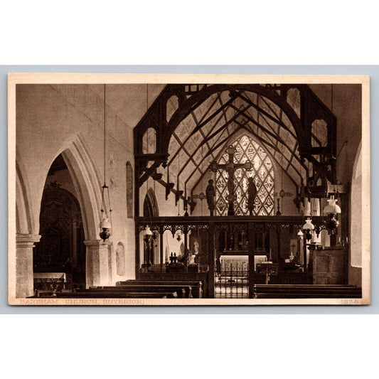 Barsham Church Interior RPPC* UP Postcard S.H. 1838