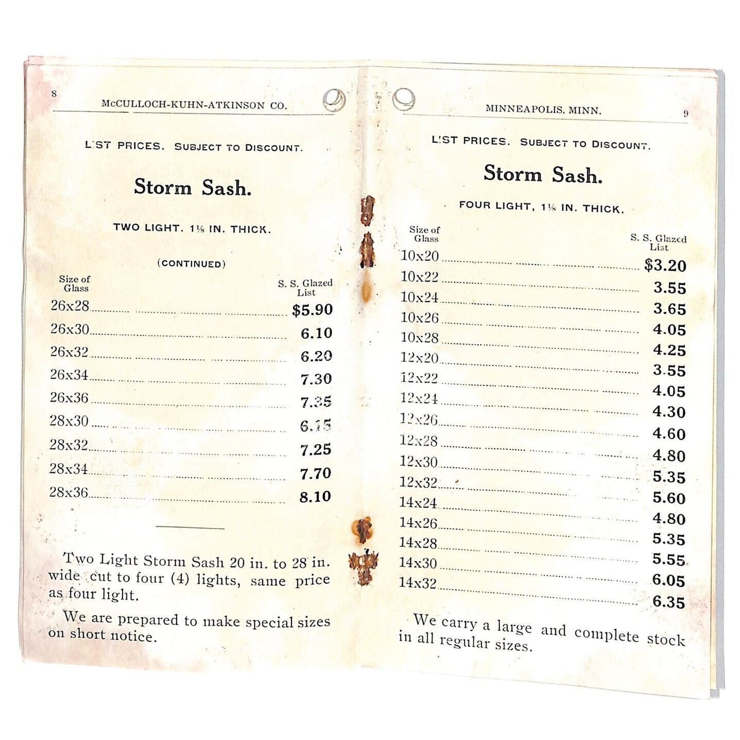McCulloch, Kuhn, Atkinson Co. 1907 16pp Catalog Booklet & Cover Scarce