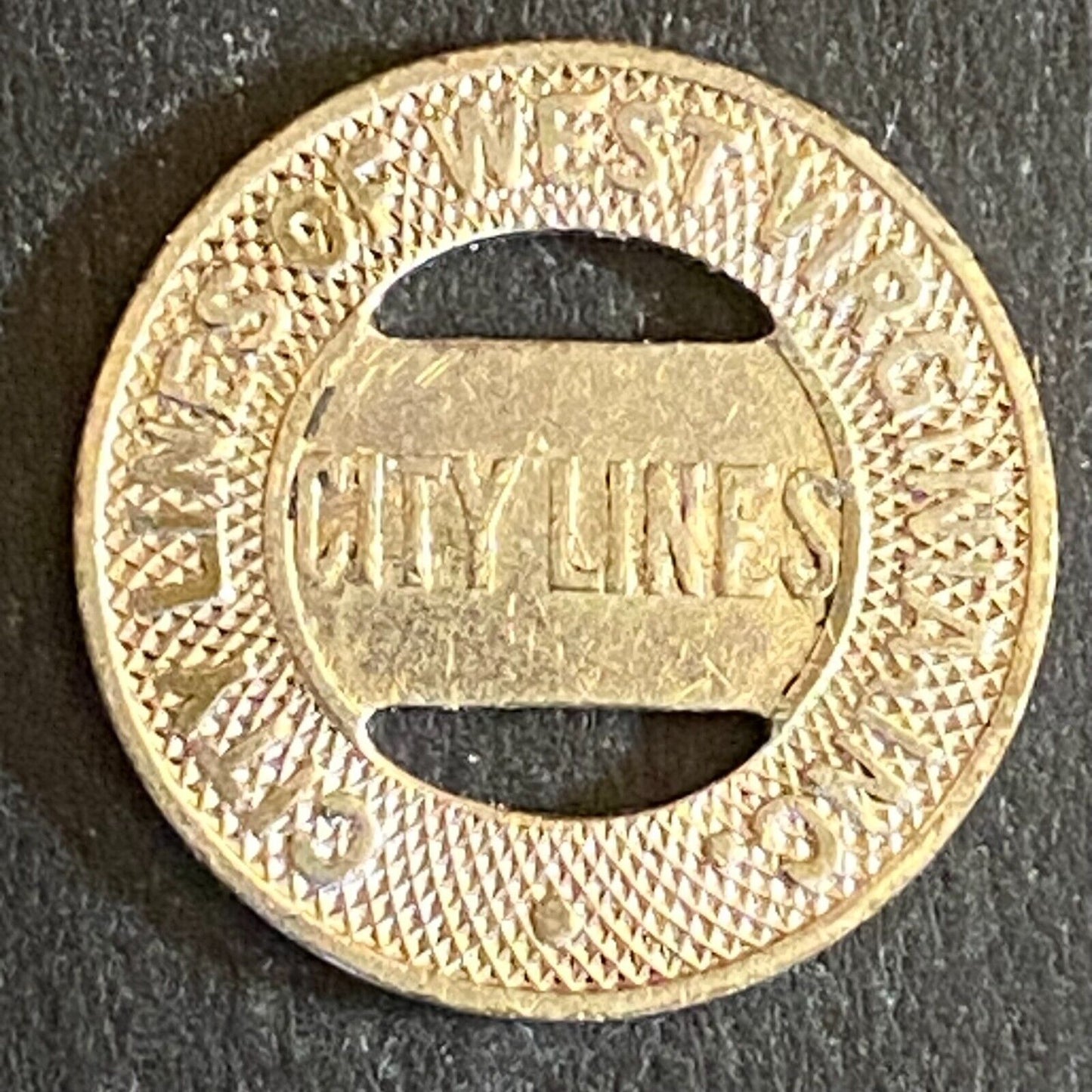 City Lines of West Virginia G/F One Token Fare Transit 16mm WM Plated Brass (#5)