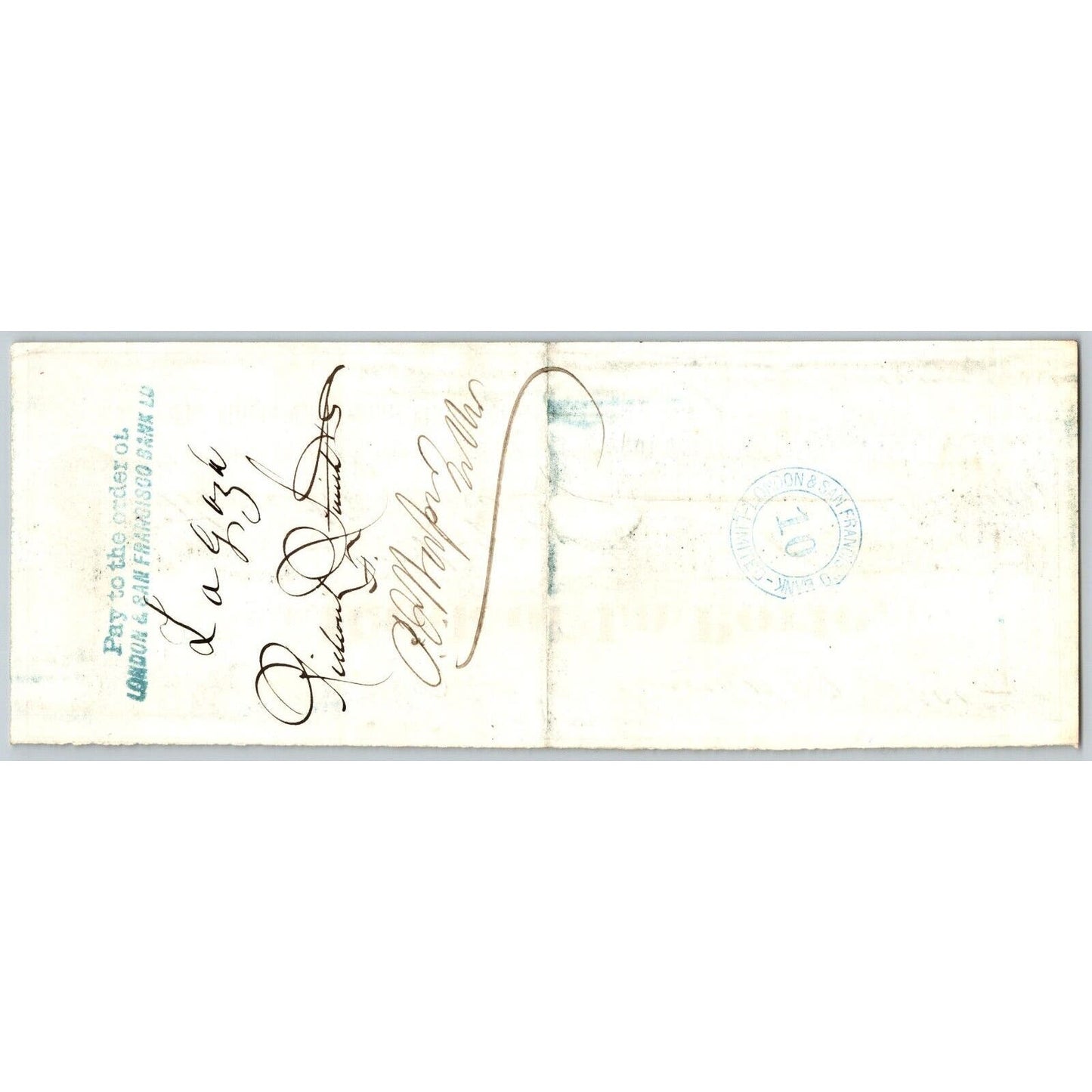 Bank of La Porte Check R.A. Goza ? 1877 Mining Vignette RN-G1 Rev Stamp #1989