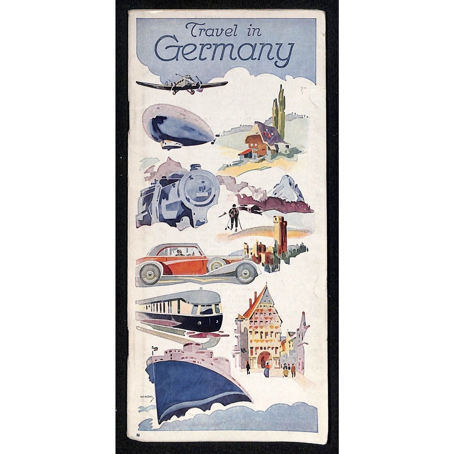 1934 "Travel in Germany" Pictorial Travel Brochure w/ 10 3/4" x 14 FO Map 40pp