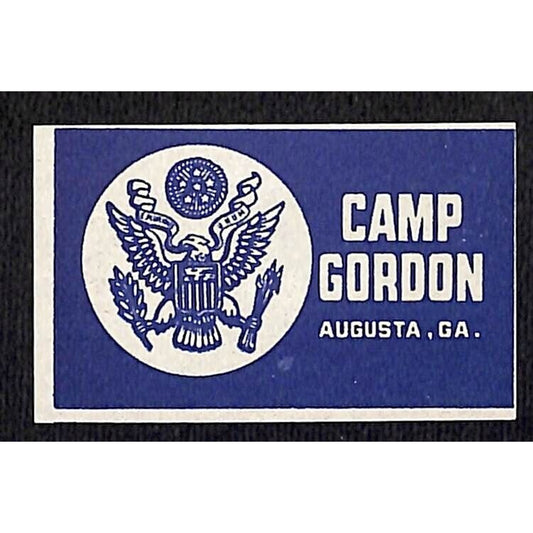 Camp Gordon Augusta, GA WWII Matchbox Label Cut* VGC U.S. Seal