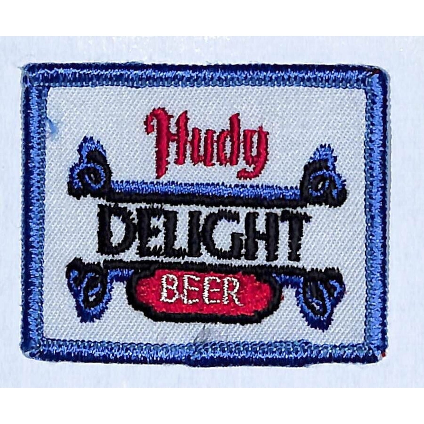 Hudy Delight Beer Embroidered Patch Vintage Small 2" x 2 1/2" c1970's VGC